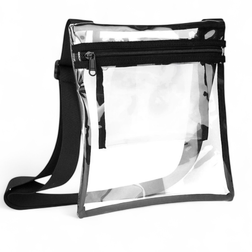 NWOT’s Clear Black Trim Crossbody Tote – Transparent Bag with Zip Pocket
